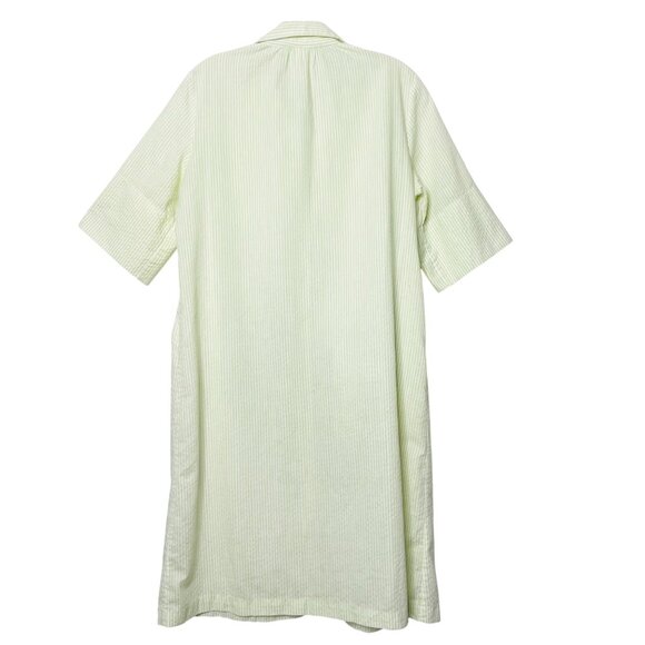 Vtg House Coat Dress Snap Button Up Front Short Sleeve Striped Short Women's S - Picture 2 of 8